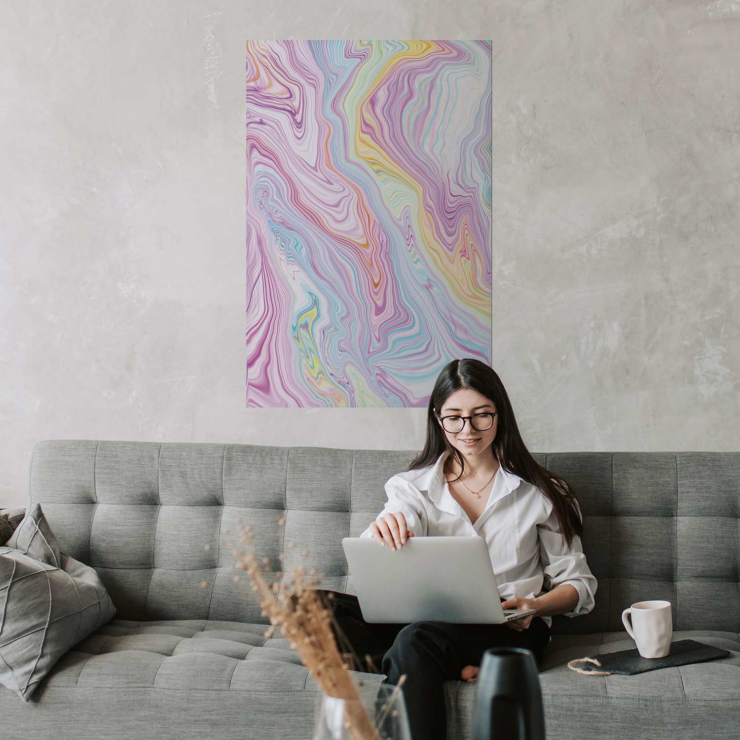 Poster - Colorful Dream - abstract shapes in pastel shades - Afbeelding 2