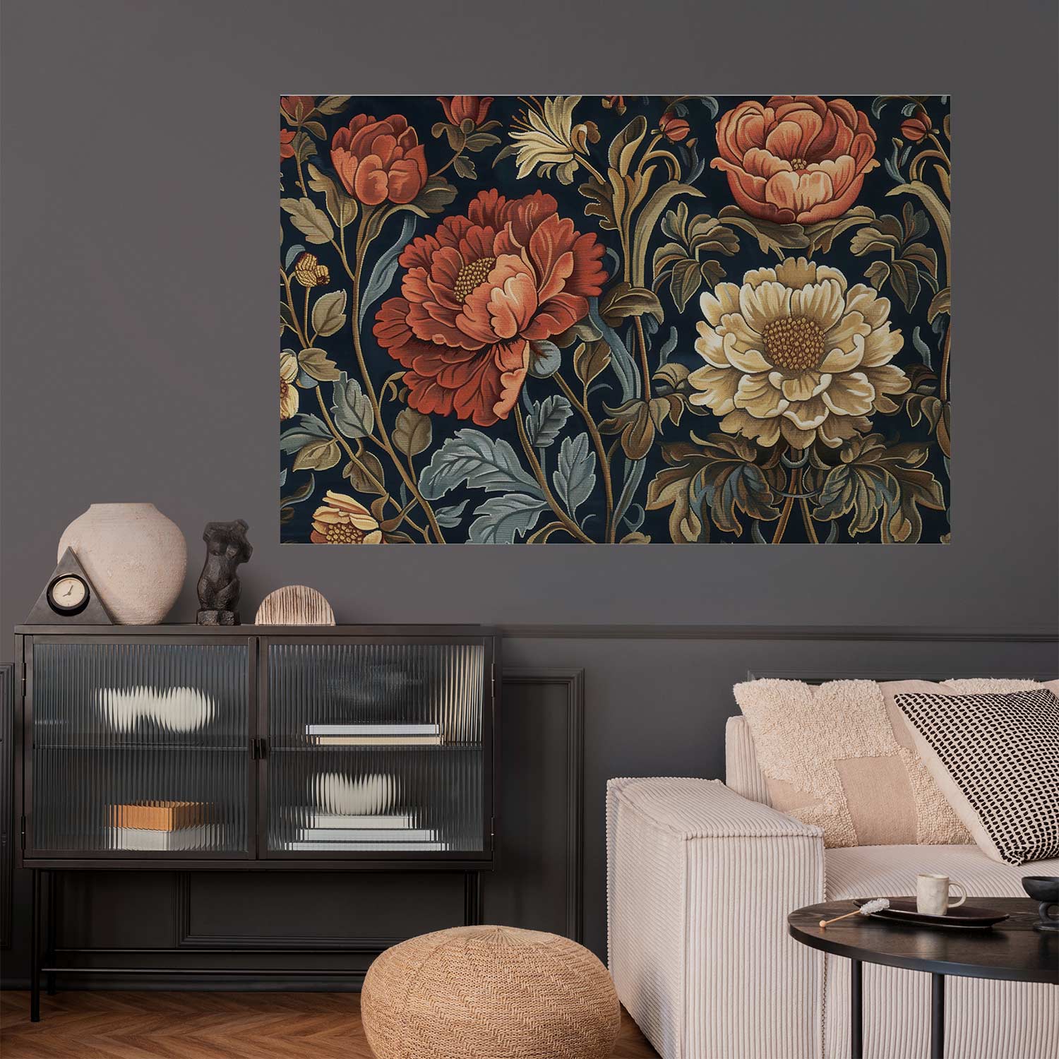 Poster - Tapestry Large Retro Flowers - Afbeelding 2