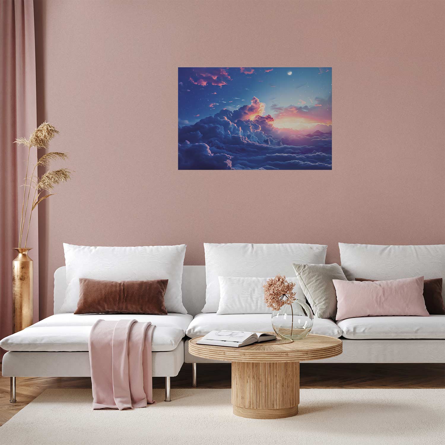 Poster - Night Concert in the Mountains: Clouds Illuminated by the Last Rays of the Sun - Afbeelding 2