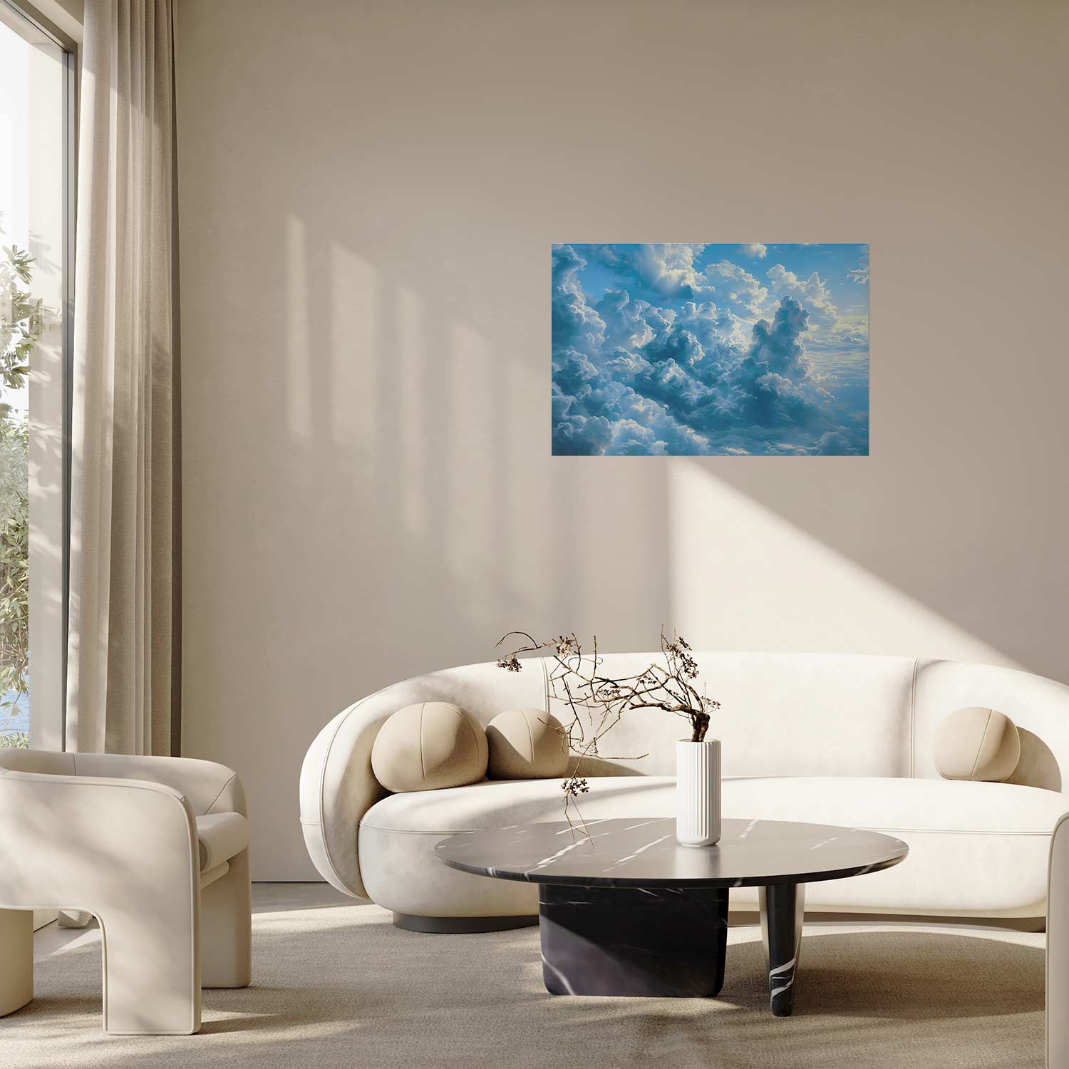 Poster - Ocean in the Air: Waving Clouds Reflecting Morning Light - Afbeelding 2