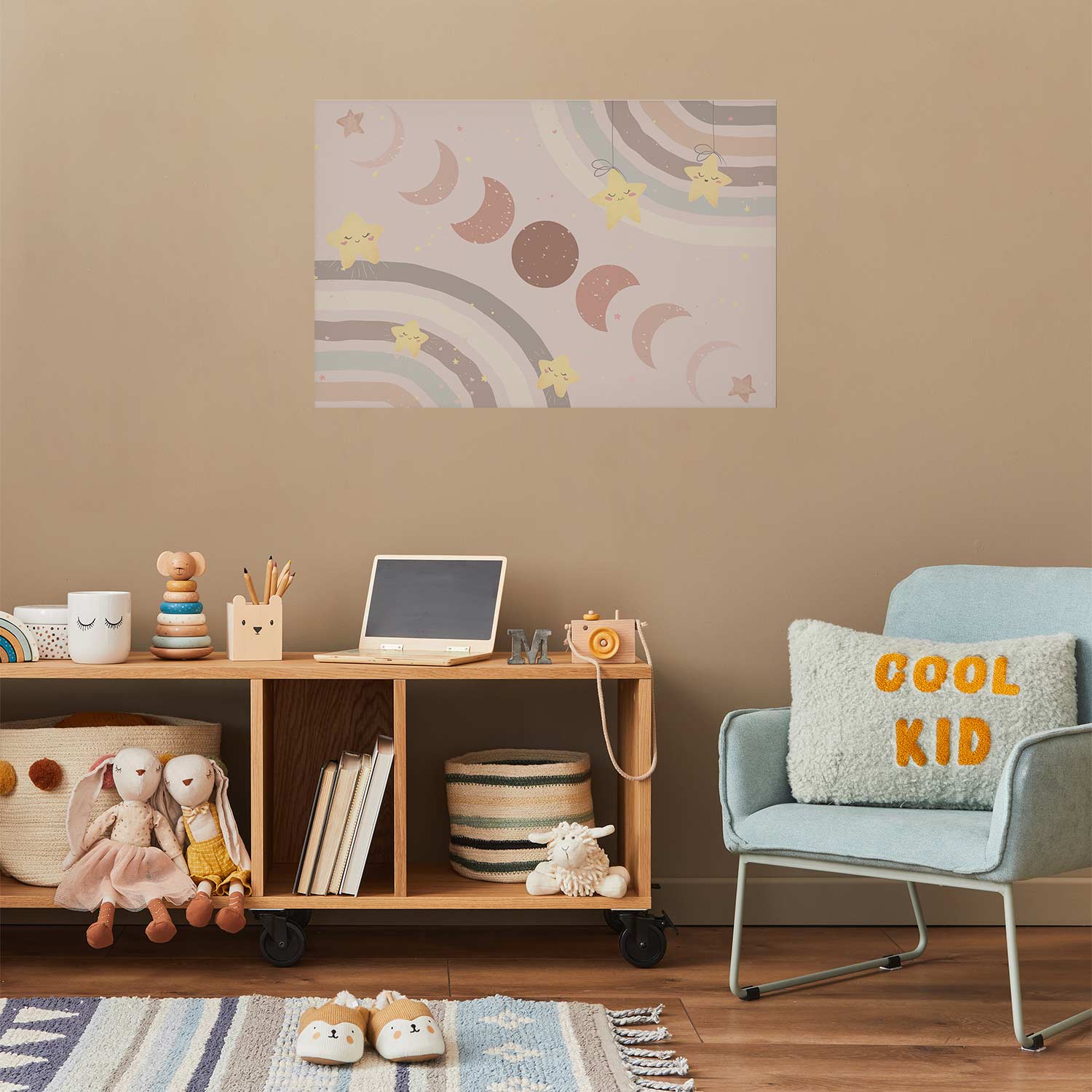 Poster - Phases of the Moon with a Rainbow - Afbeelding 2