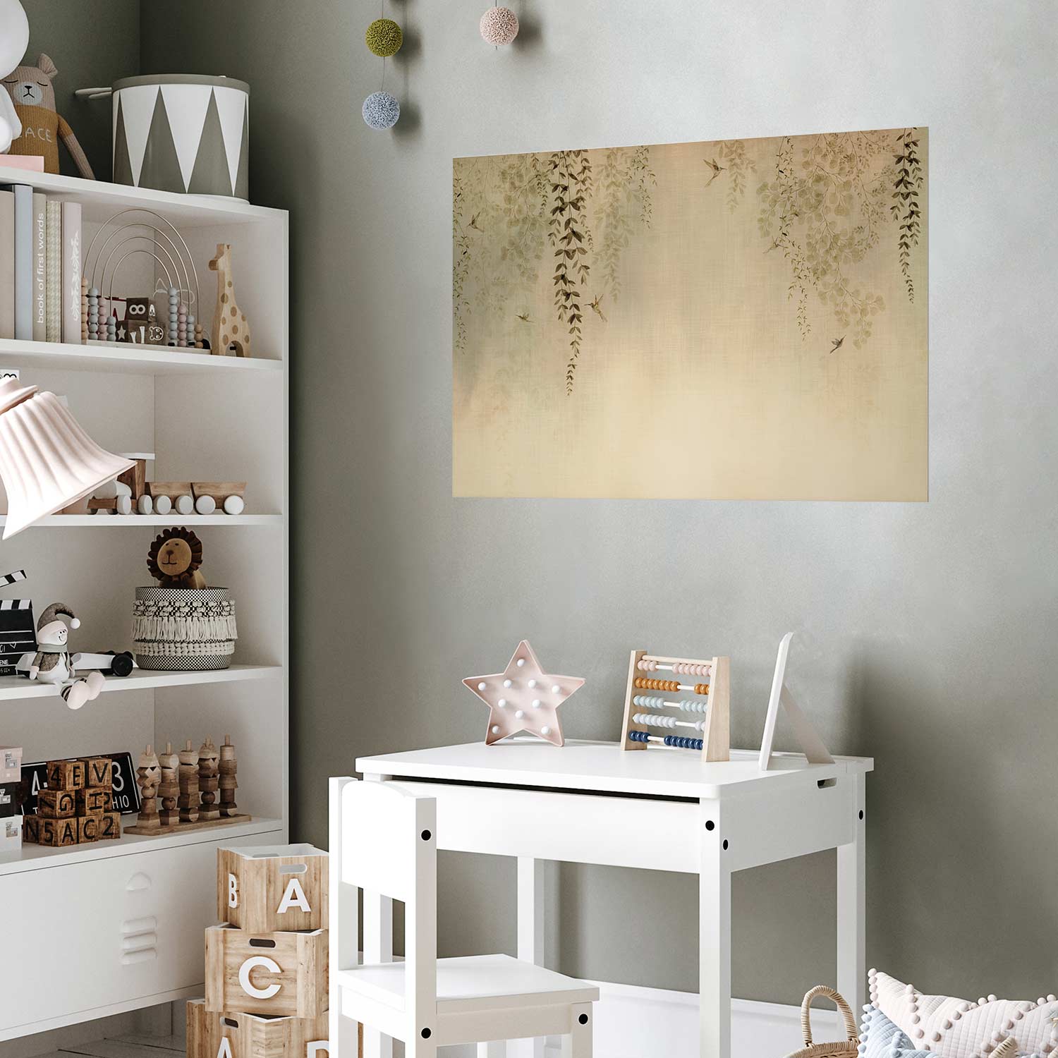 Poster - Beige Hummingbirds - Afbeelding 2