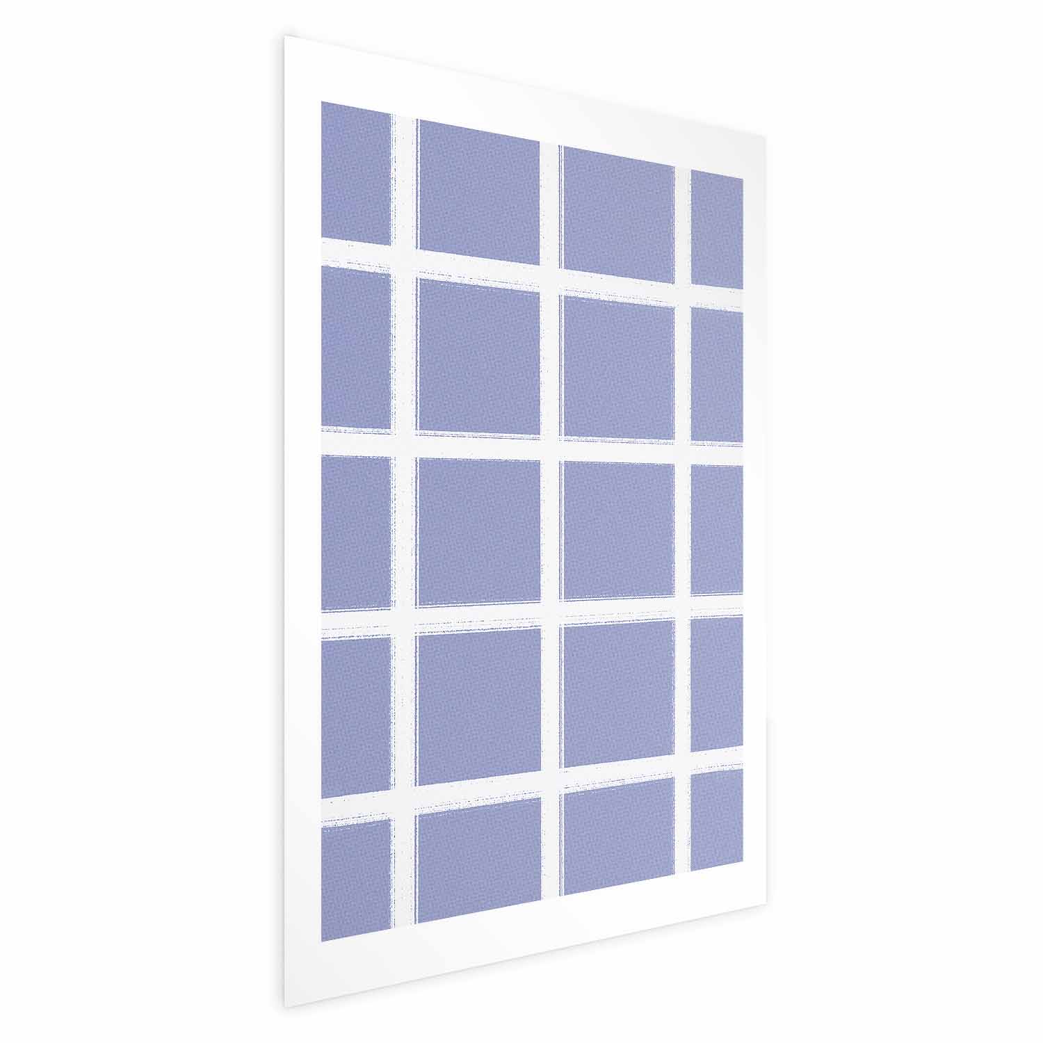 Poster - White Lines - a grid with large gaps on a blue background