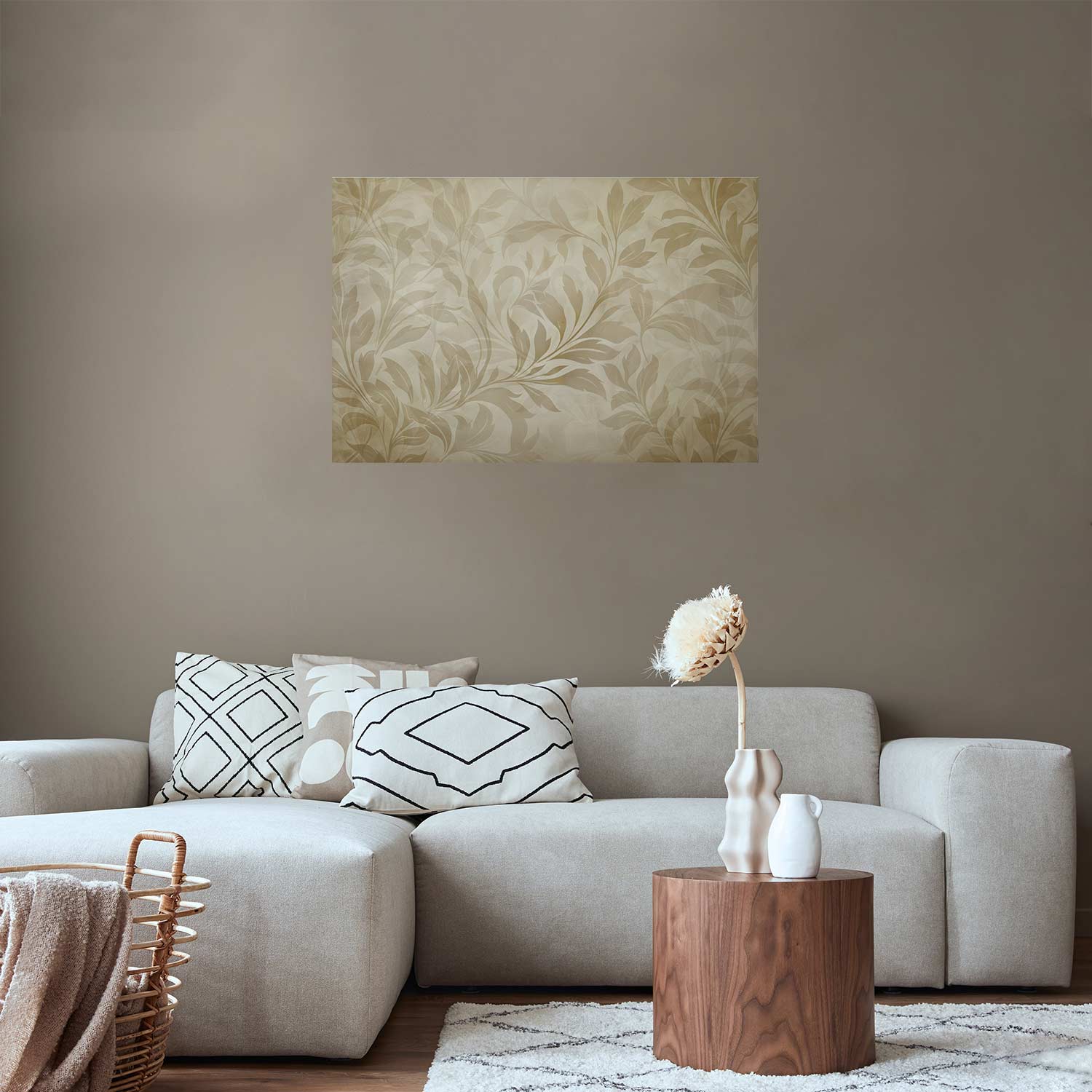 Poster - Sand-colored Leaves and Vines - Afbeelding 2