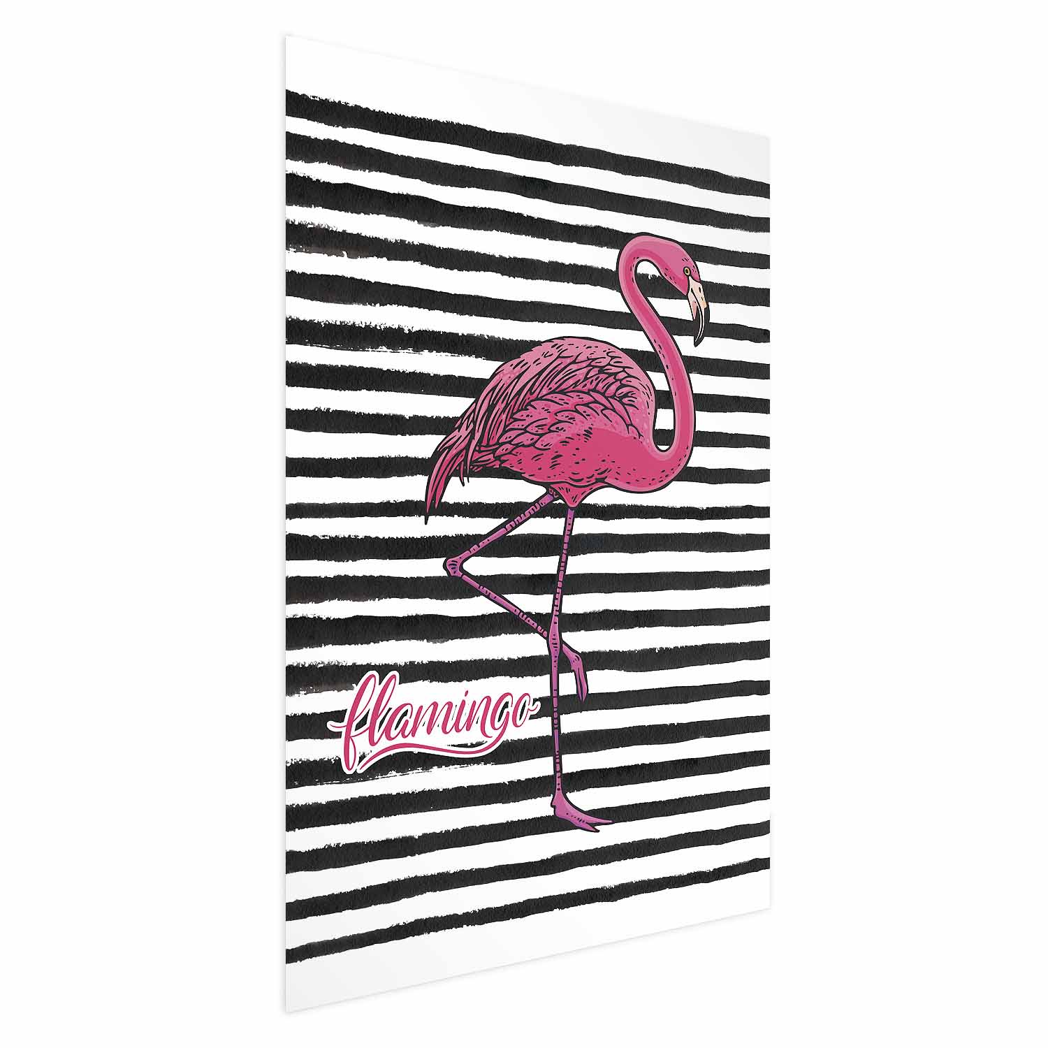 Poster - Black Stripes and Flamingo