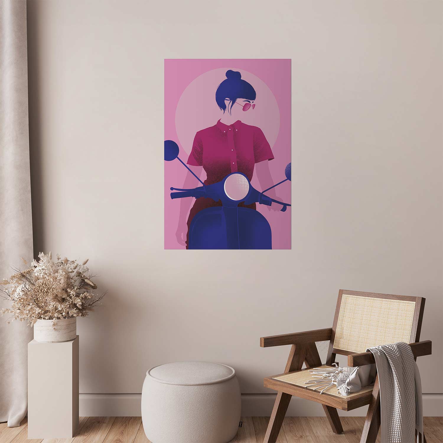 Poster - Woman on a Scooter - Afbeelding 2