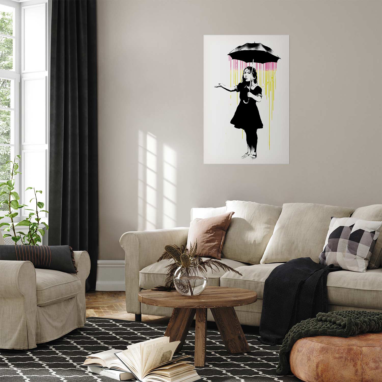 Poster - Girl with an Umbrella - Afbeelding 2
