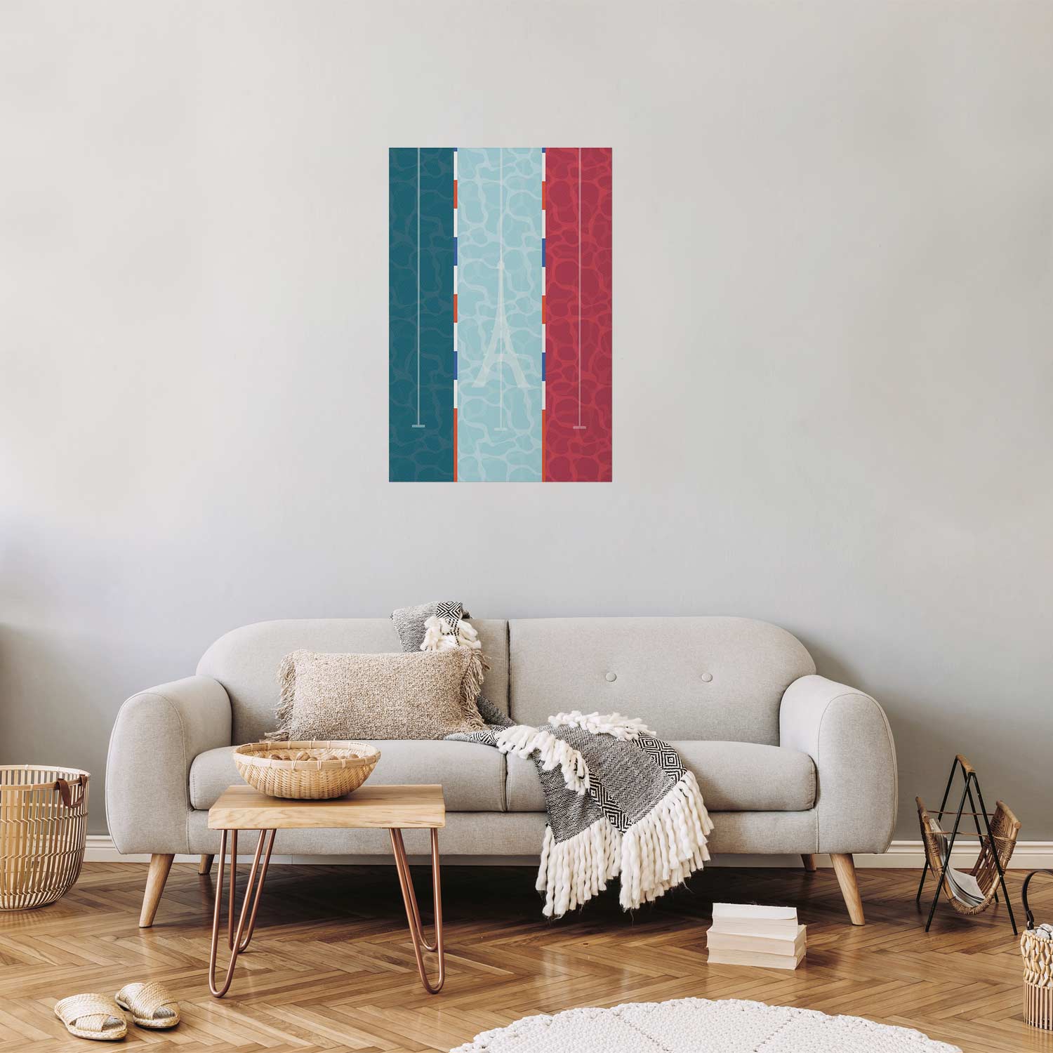 Poster - Illustration of a Pool Against the French Flag - Afbeelding 2